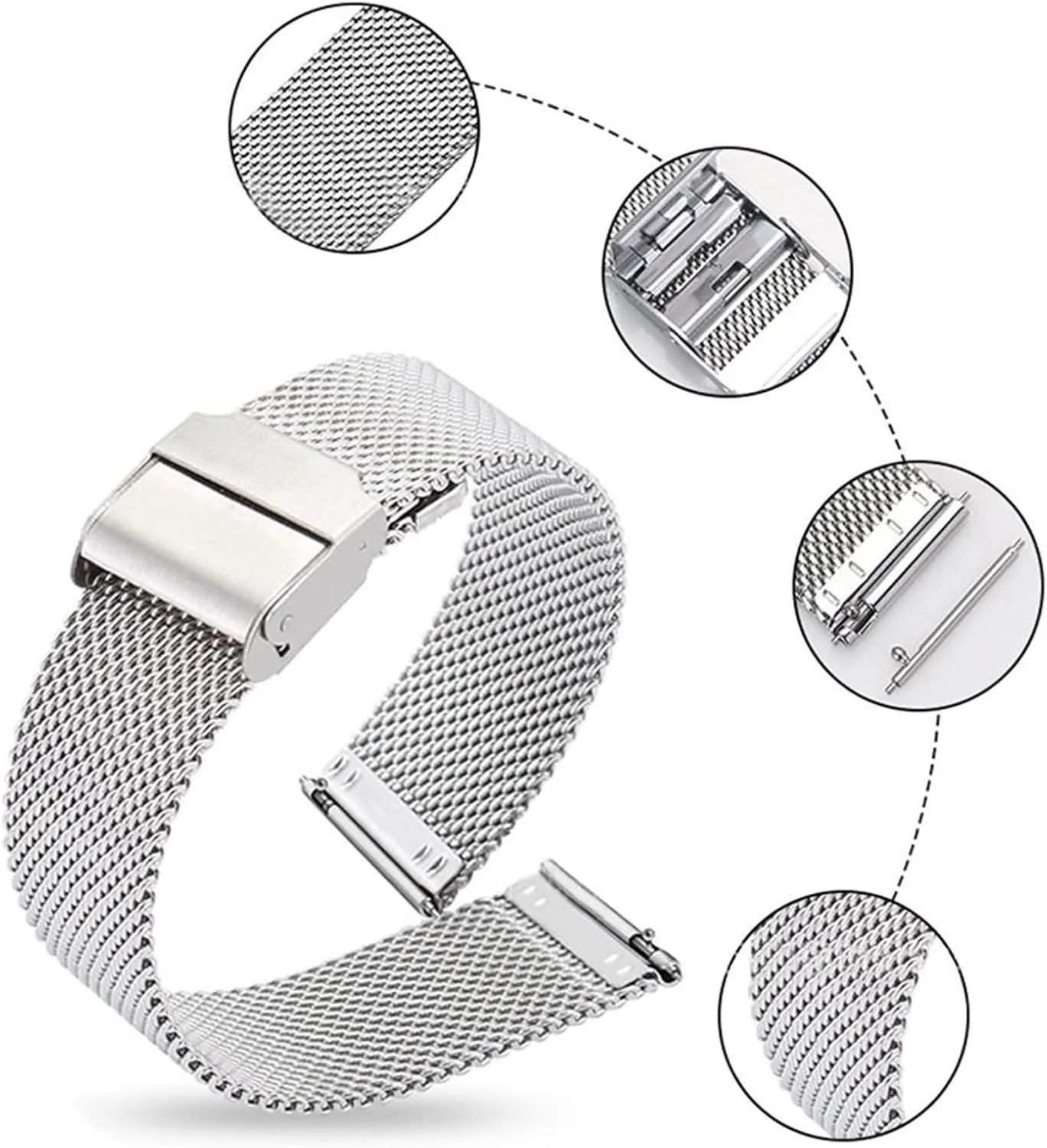 Stainless Steel Woven Mesh Watch Bands Replacement Straps Universal Quick Release Metal Strap