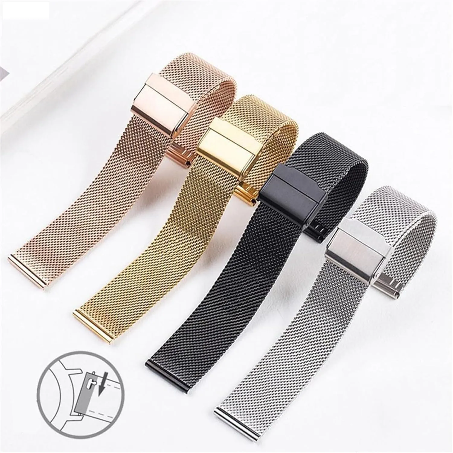 Stainless Steel Woven Mesh Watch Bands Replacement Straps Universal Quick Release Metal Strap