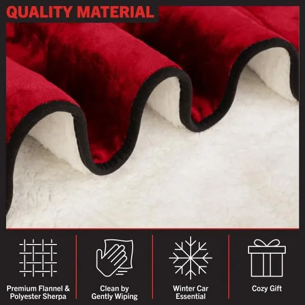 Stalwart Heated Car Blanket - 12V Heated Blanket for Car, Truck, RV or Camping - 59x43” Portable Electric Travel Throw - 2 Heat Levels - Tailgating Essentials (Red)