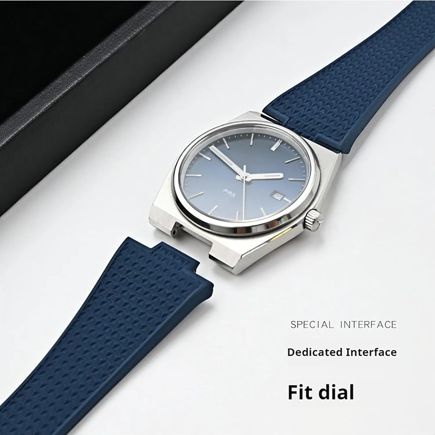 Stanchev Strap for Tissot PRX, Soft Fluororubber Folding Clasp Band, Cut to Size 11/12mm Men Women Replacement Bands for Tissot PRX Series Watch 35mm 40mm