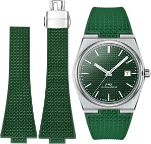 Stanchev Strap for Tissot PRX, Soft Fluororubber Folding Clasp Band, Cut to Size 11/12mm Men Women Replacement Bands for Tissot PRX Series Watch 35mm 40mm