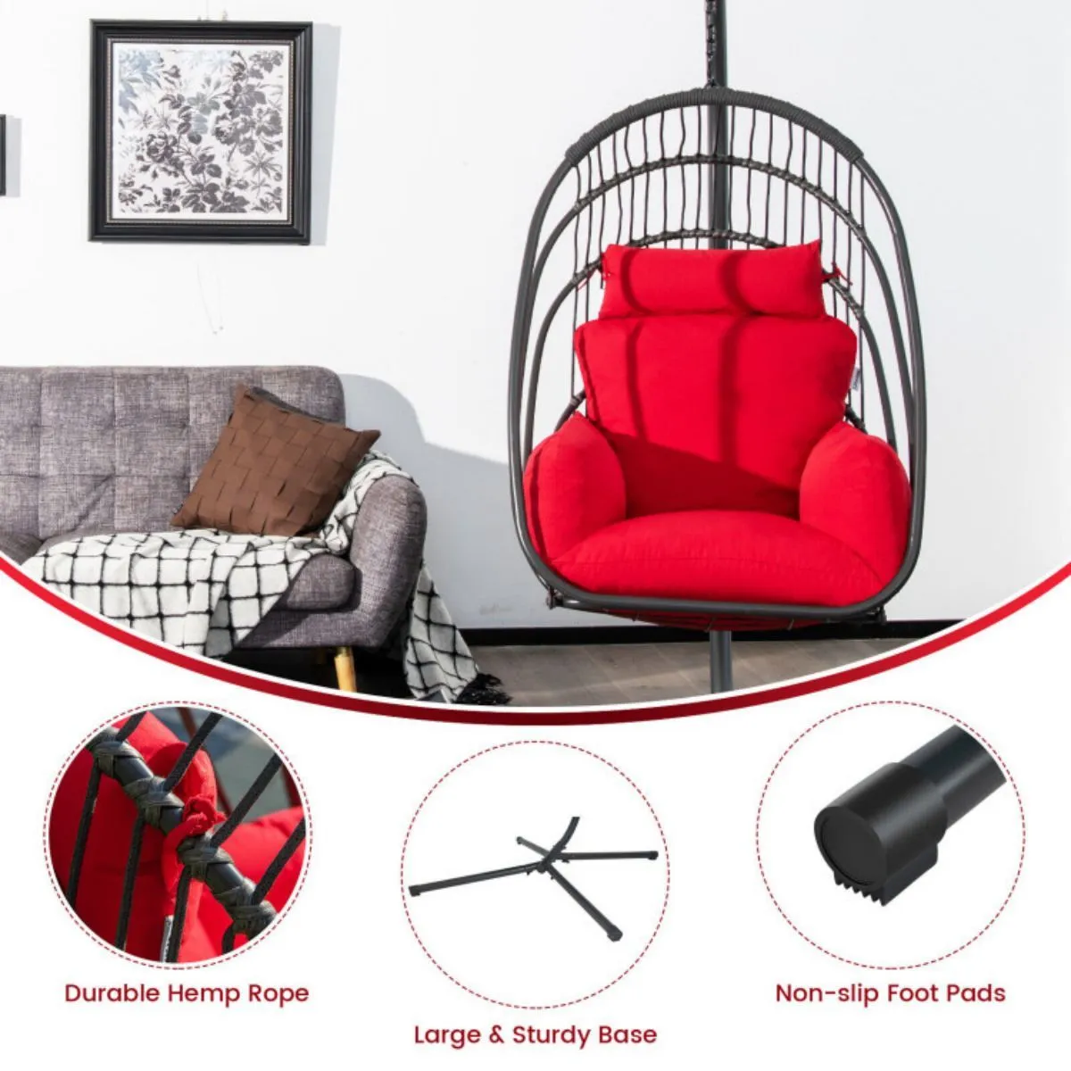 Stand Bulk discount Pillow Egg Hanging Chair Soft Cushion with Folding Rapid support Swing Hammock