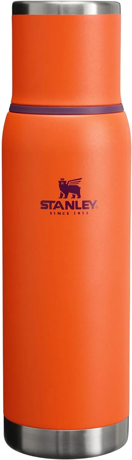 Stanley Adventure-To-Go Vacuum Bottle 1.1 qt | Wide Mouth with Leakproof Cup Lid | Keep Drinks Hot or Cold | Packable for Travel | Insulated Stainless Steel Thermos | BPA-Free | Tigerlily plum