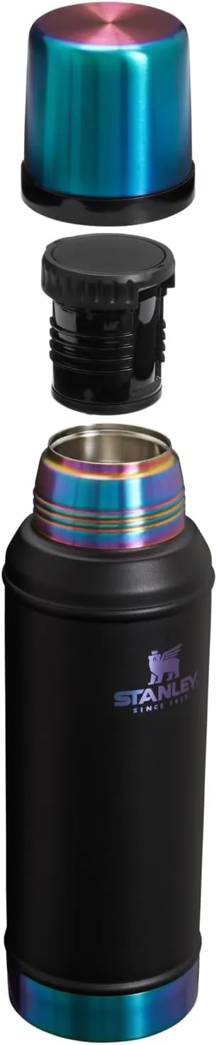Stanley Classic Legendary Vacuum Bottle 2.0 qt | Wide Mouth with Leakproof Cup Lid | Keep Drinks Hot or Cold | Packable for Travel | Insulated Stainless Steel Thermos | BPA-Free | Black Chroma