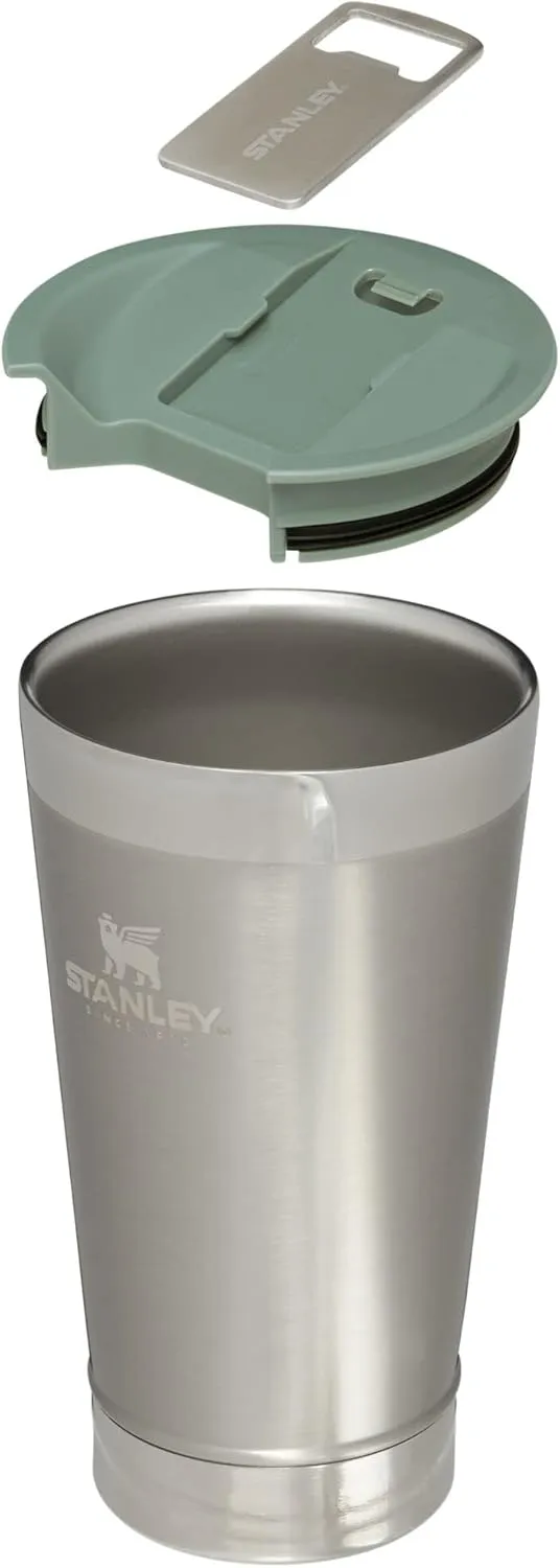 Stanley Stay-Chill Beer Pint 16 oz | Wide Mouth Lid | Built-in Bottle Opener | Beer Tumbler Cup | Insulated Stainless Steel Pint Glass | BPA-Free | Stainless Steel