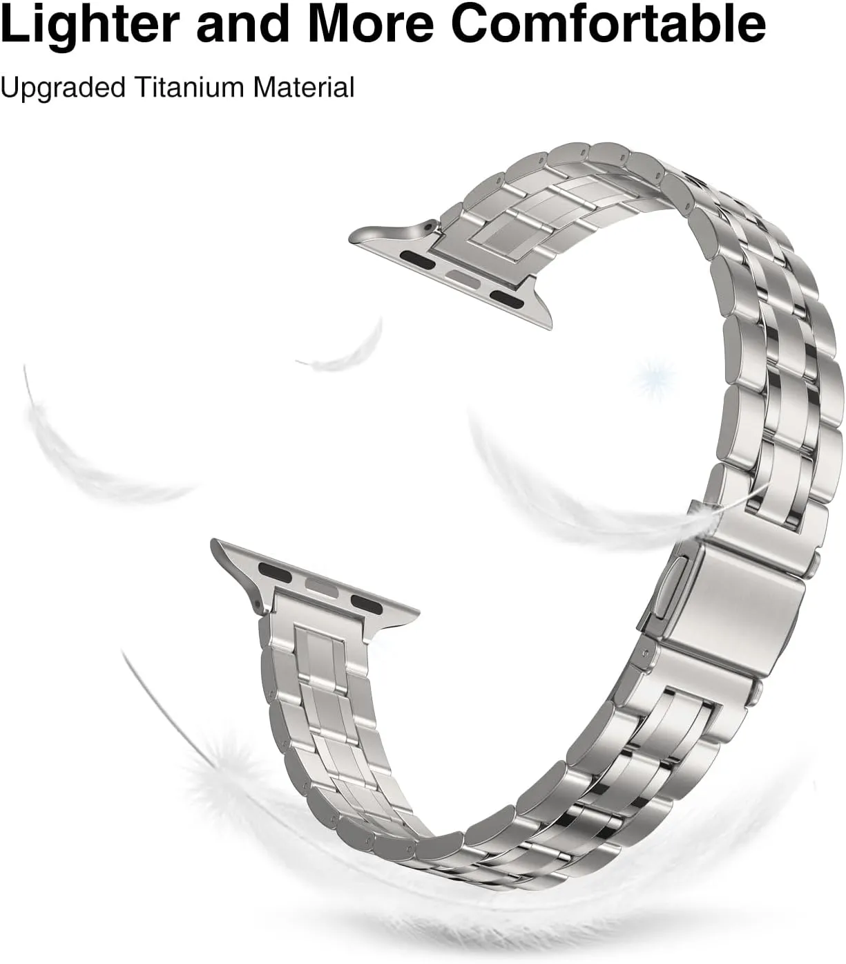 STIROLL Thin Replacement Band Compatible for Apple Watch 38mm 40mm 41mm 42mm-Series 10, Metal Wristband Women Men for iWatch Ultra SE Series 10/9/8/7/6/5/4/3/2/1, Titanium