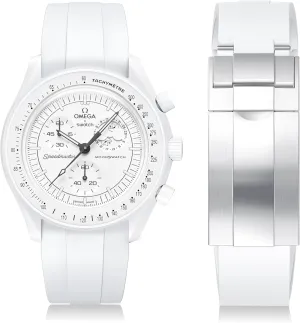Strap for Moonswatch Watch,Cut to Size No Gap Silicone Strap for Omega X Swatch Speedmaster Moonswatch Watch 20mm,Soft Curved Replacement Strap for Swatch Omega Men Women