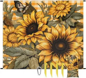 Sunflower Beach Blanket, Sandproof Beach Mat, 68 x 59 Waterproof Quick Drying Sand Free Mat with 4 x Ground Spikes for Outdoor Travel Camping Hiking, Butterfly