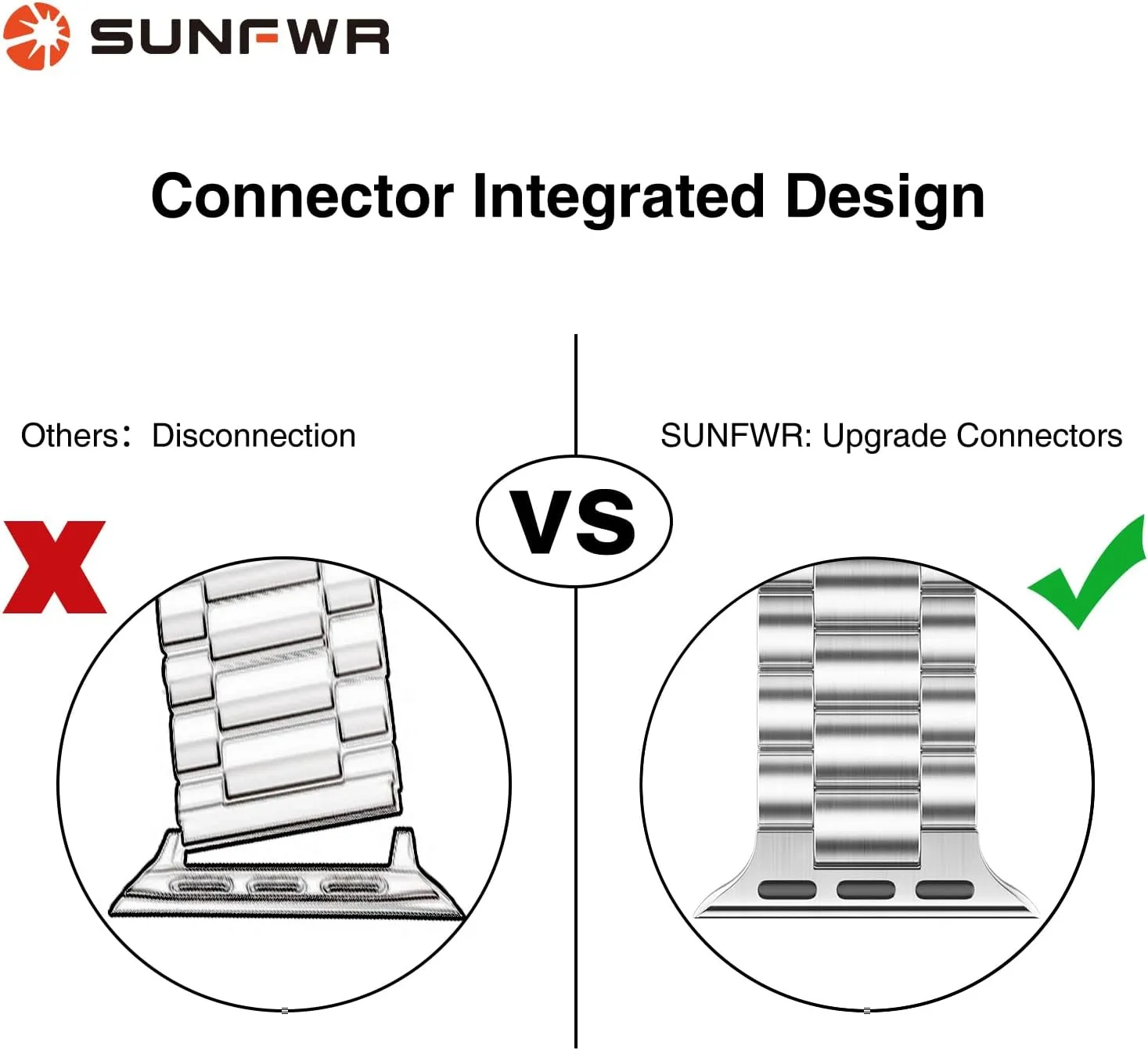 SUNFWR Compatible with Apple Watch Band 45mm 44mm 42mm for Men Women, Stainless Steel Metal iWatch Band with Case for Apple Watch Series 9/8/7/6/5/4/3/2/1/SE/SE2 (Silver, 42mm/44mm/45mm)