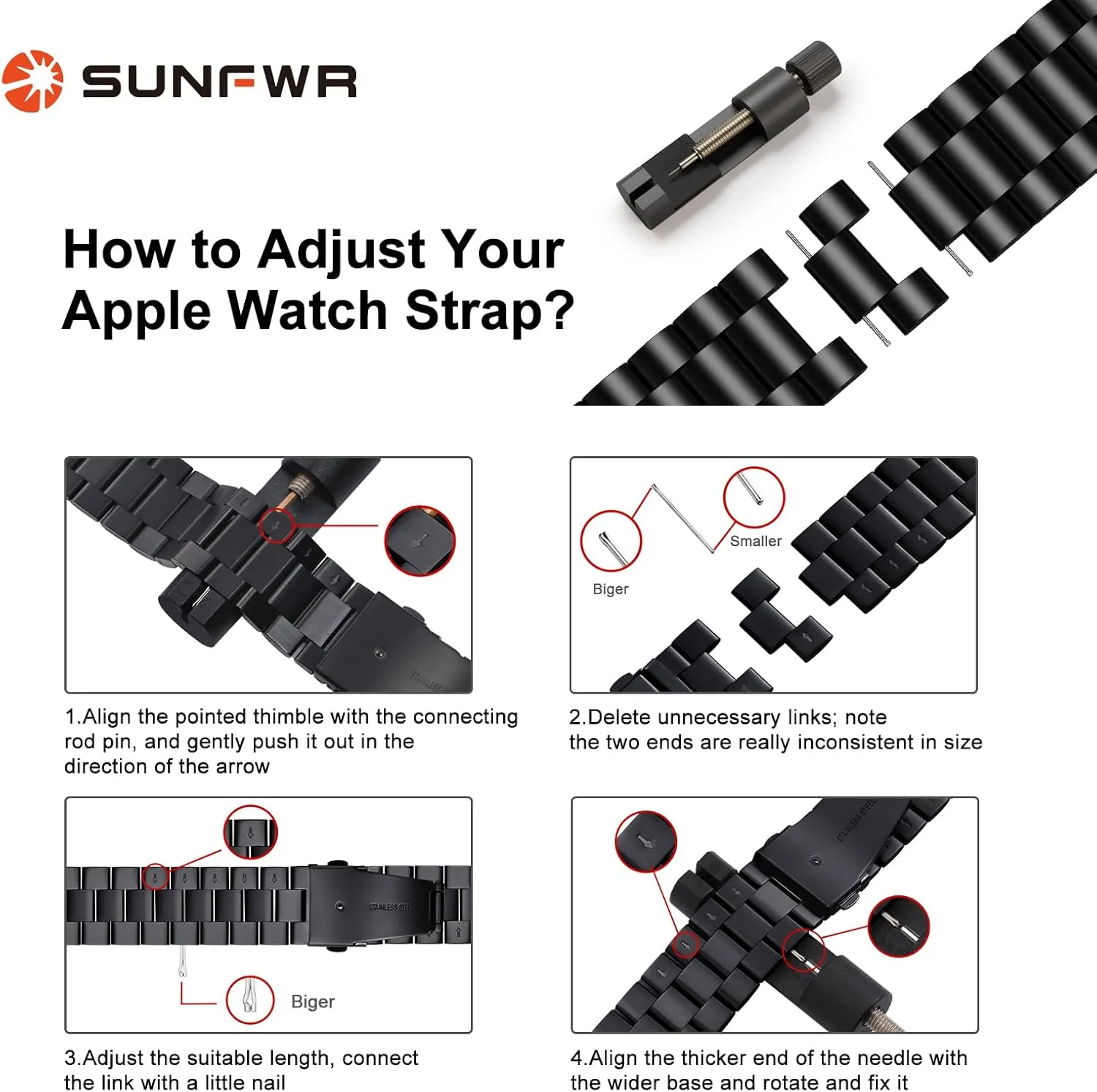 SUNFWR Compatible with Apple Watch Band 45mm 44mm 42mm for Men Women, Stainless Steel Metal iWatch Band with Case for Apple Watch Series 9/8/7/6/5/4/3/2/1/SE/SE2 (Silver, 42mm/44mm/45mm)