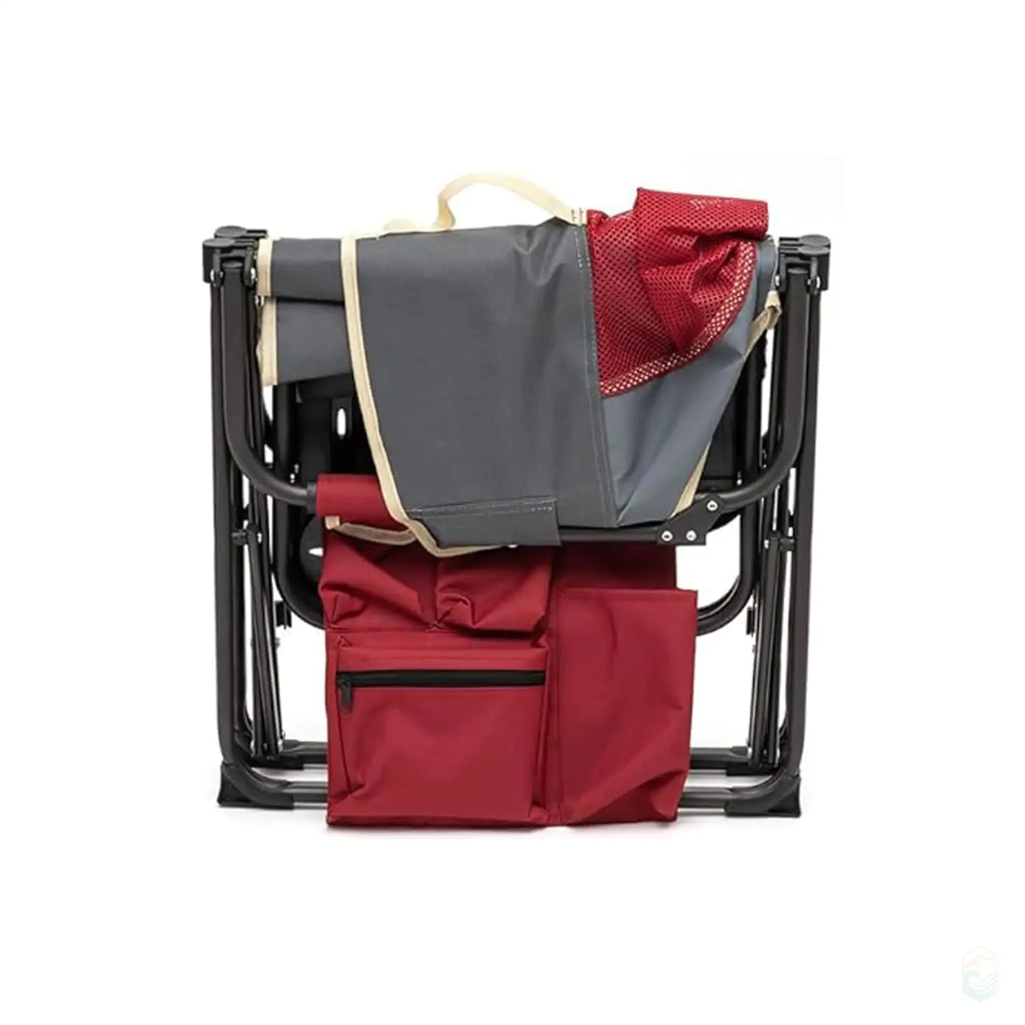 SunnyFeel Heavy Duty Folding Camping Directors Chair with Side Table and Storage Pockets - Red, 300 lbs Capacity