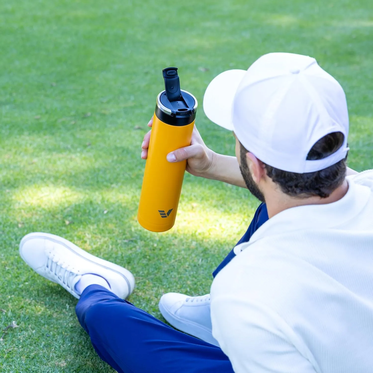 Super Maxi Stainless Steel Water Bottle 36oz - Double wall vacuum insulated | Integrated carry handle | leak proof flip top lid | Lightweight & stylish - Yellow