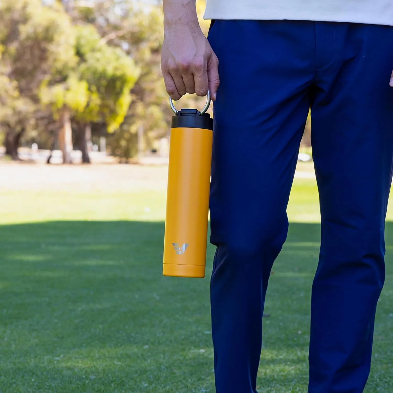 Super Maxi Stainless Steel Water Bottle 36oz - Double wall vacuum insulated | Integrated carry handle | leak proof flip top lid | Lightweight & stylish - Yellow
