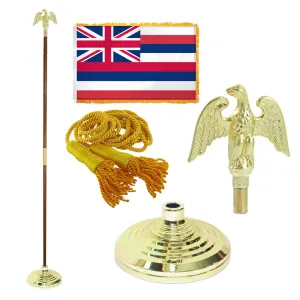 Super Tough Indoor Flagpole Kit with Nylon 4' x 6' Hawaii Flag