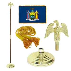Super Tough Indoor Flagpole Kit with Nylon 4' x 6' New York Flag