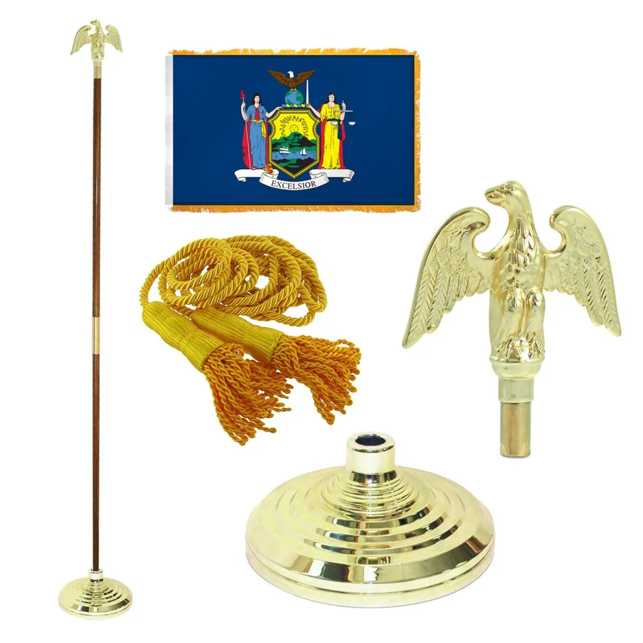 Super Tough Indoor Flagpole Kit with Nylon 4' x 6' New York Flag
