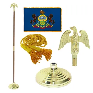 Super Tough Indoor Flagpole Kit with Nylon 4' x 6' Pennsylvania Flag