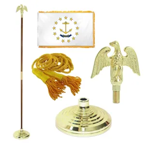 Super Tough Indoor Flagpole Kit with Nylon 4' x 6' Rhode Island Flag