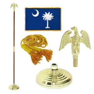 Super Tough Indoor Flagpole Kit with Nylon 4' x 6' South Carolina Flag