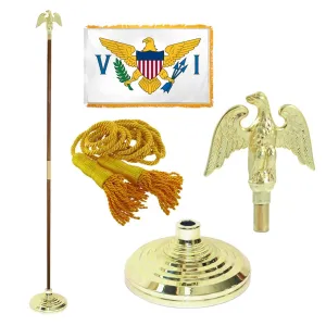 Super Tough Indoor Flagpole Kit with Nylon 4' x 6' Virgin Islands Flag