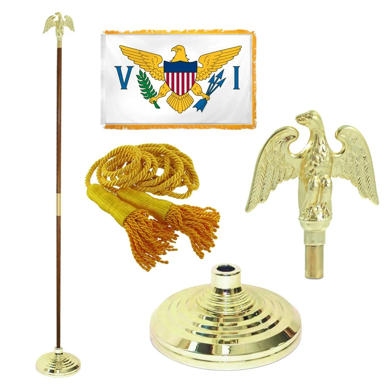 Super Tough Indoor Flagpole Kit with Nylon 4' x 6' Virgin Islands Flag