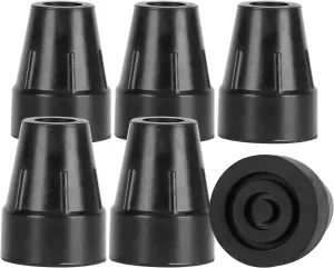 supregear Crutch Tips 7/8 Inch, 6-Pack Heavy Duty Strong Rubber Cane Tips Extreme Grip, Non-Slip Extra Widen Base Replacement Feet Cap for Crutches Walking Cane Folding Cane, Black