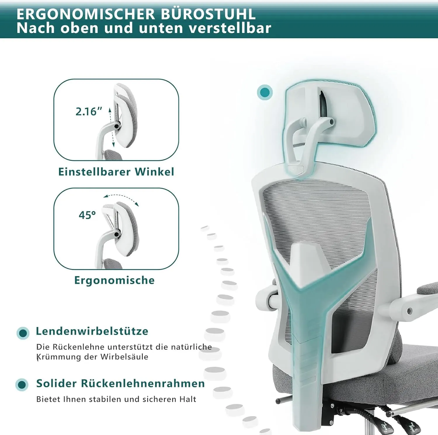 Sweetcrispy Office Computer Desk Chair, Ergonomic High-Back Mesh Rolling Work Swivel Chairs with Wheels, Comfortable Lumbar Support, Comfy Arms for Home, Bedroom, Study, Student, Grey