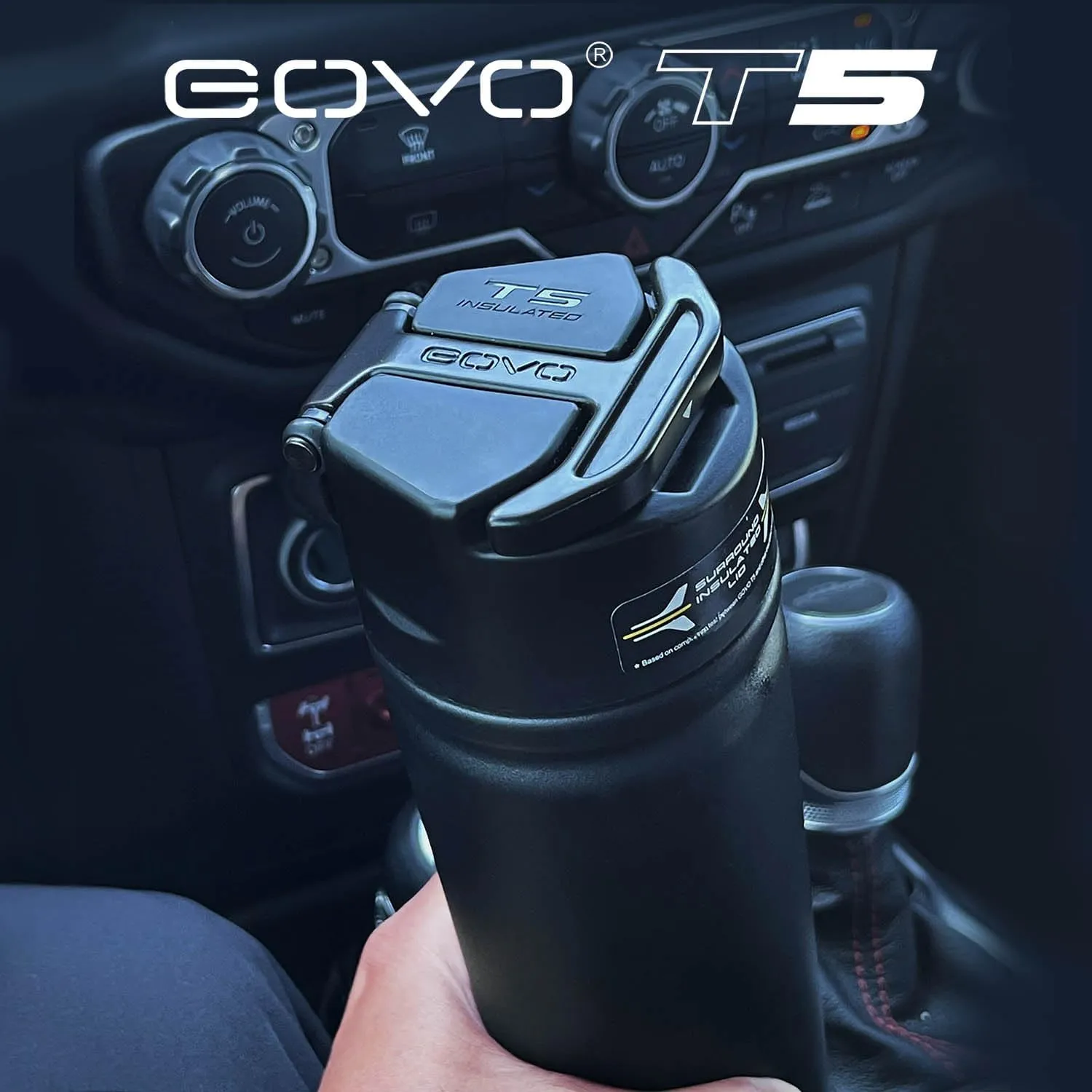 T5 Bottle, Vacuum Insulated, Magnetic Handle, Stainless Steel with Surround Insulated Lid (Navy/Navy, 24 oz)
