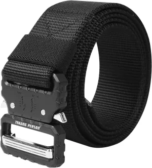Tactical Belt, Men's Work Belt, Camping Hiking Heavy Duty Belt, Nylon Webbing Tool Belt with Quick Release Buckle