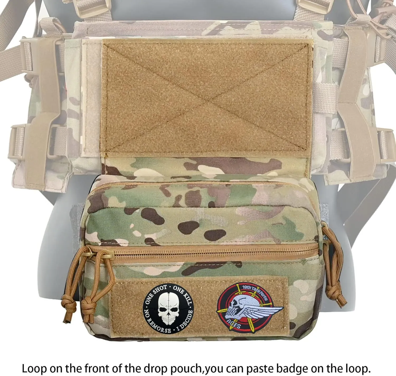Tactical Drop Pouch Mini Dangler Pouch Admin Pouch with Hook and Loop Med Add-on Tool Pouch Abdominal Carrying Pouch Tactical IFAK Pouch for Chest Rig and Tactical Vest Mk3