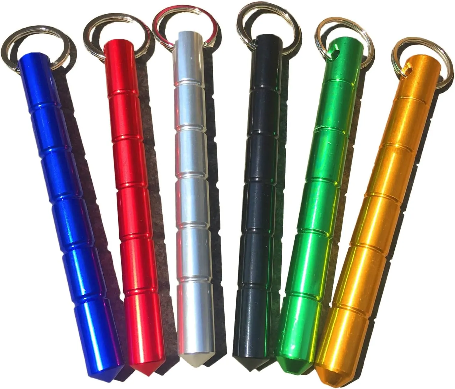 Tactical Keychain Aluminum Short Stick Glass Personal Protection Emergency Tool 6 Packs Portable Keyring Suitable for Women and Men