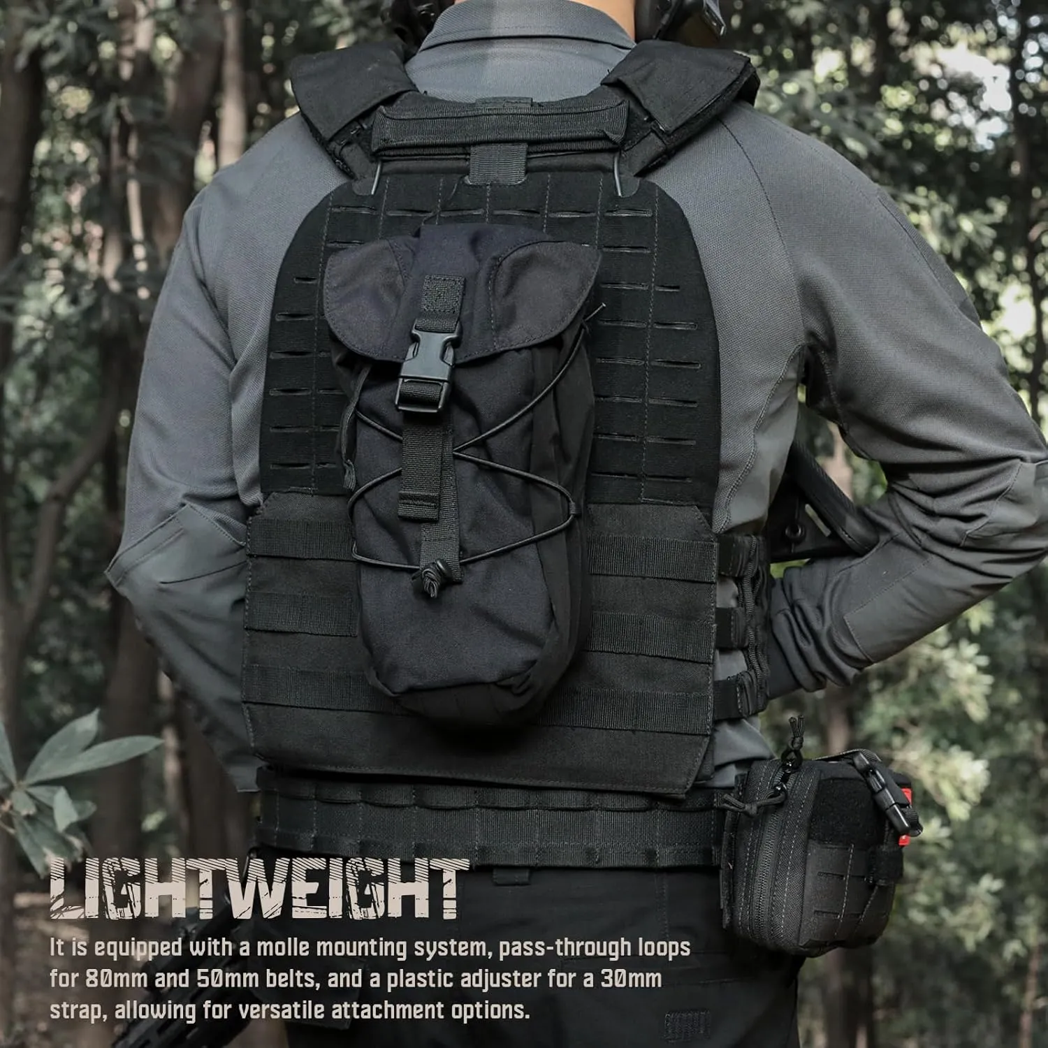 Tactical Large Dump Pouch, Adjustable Drawstring Mag Utility Pouch Large EDC Tool Belt Pouch Molle Admin Pouch with Buckle Closure