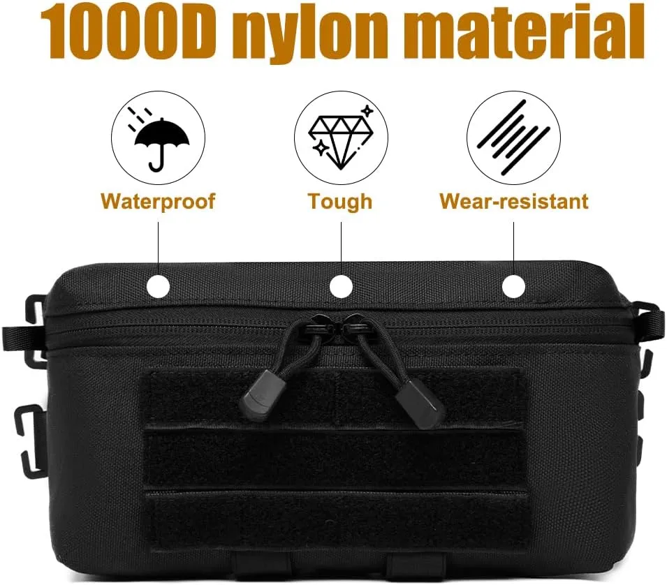 Tactical Molle Admin Pouch, Waterproof Utility Tool Pouch Gadget Storage Bag with Hook&Loop Fastener for Backpacks ﻿