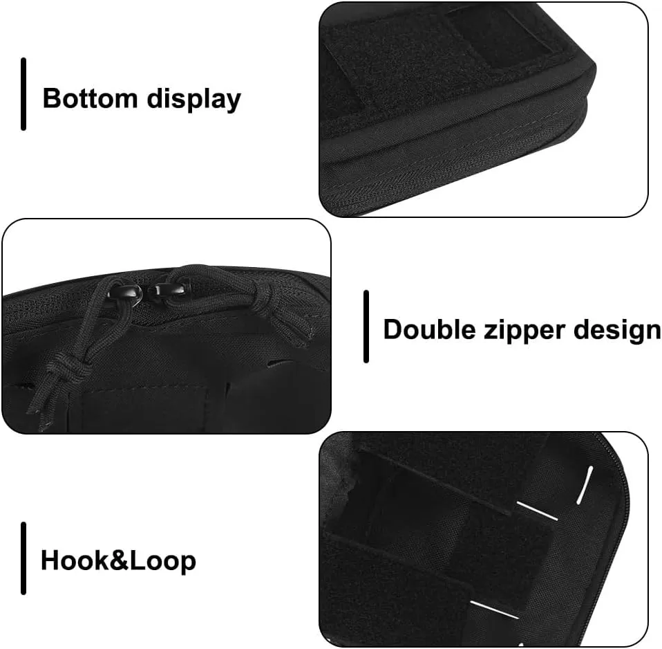Tactical Plate Carrier Pouch, Molle Admin Pouch Utility Tool Pouch with Hook & Loop Panel for Mobile Phone Bracket Folding Navigation Board