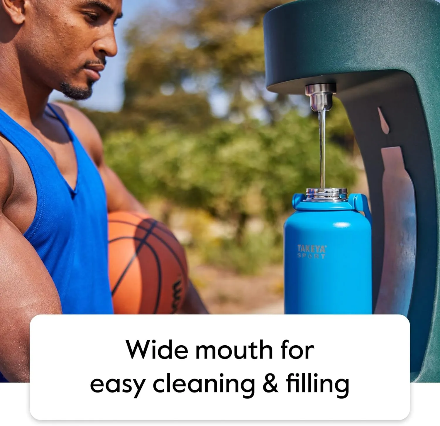 Takeya Sports Water Bottle with Spout Lid - Bottle with Triple Stainless Steel Insulation - Dishwasher Safe & BPA-Free - Bottle with Ice-Blocking Spout Lid & Removable Bumper - 32 oz, Champion Blue