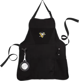 Team Sports America Outdoor NHL Black Grilling Apron | Pittsburgh Penguins | Made of Durable Cotton | Beverage Opener and Multi-Tool | Sports and Tailgaiting Apparel