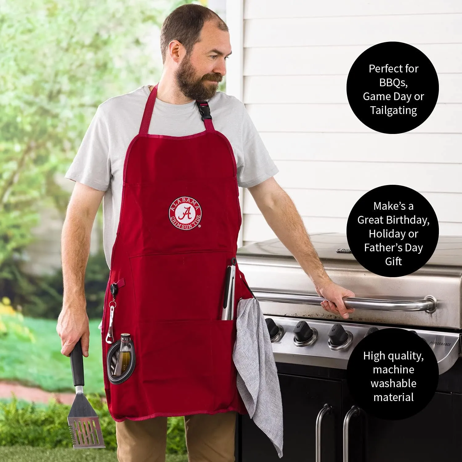 Team Sports America University of Michigan Grilling Apron | Bottle Opener and Insulated Beverage Holder | Adjustable Straps