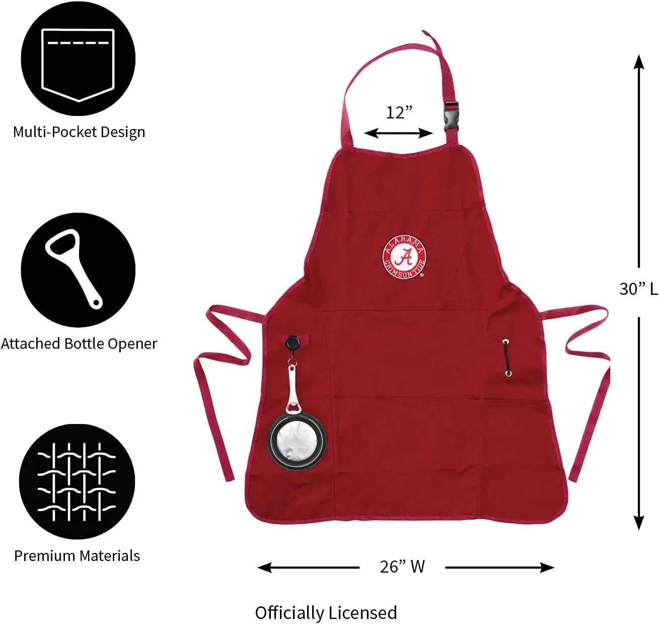 Team Sports America University of Michigan Grilling Apron | Bottle Opener and Insulated Beverage Holder | Adjustable Straps