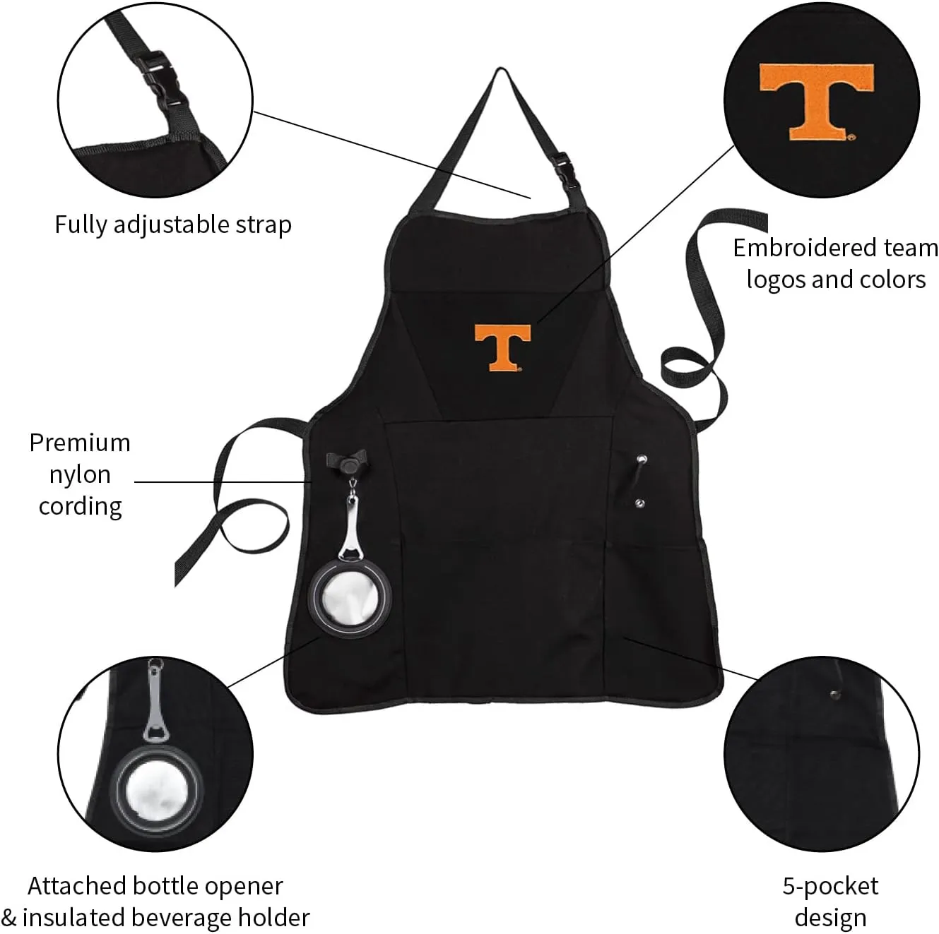 Team Sports America University of Michigan Grilling Apron | Bottle Opener and Insulated Beverage Holder | Adjustable Straps