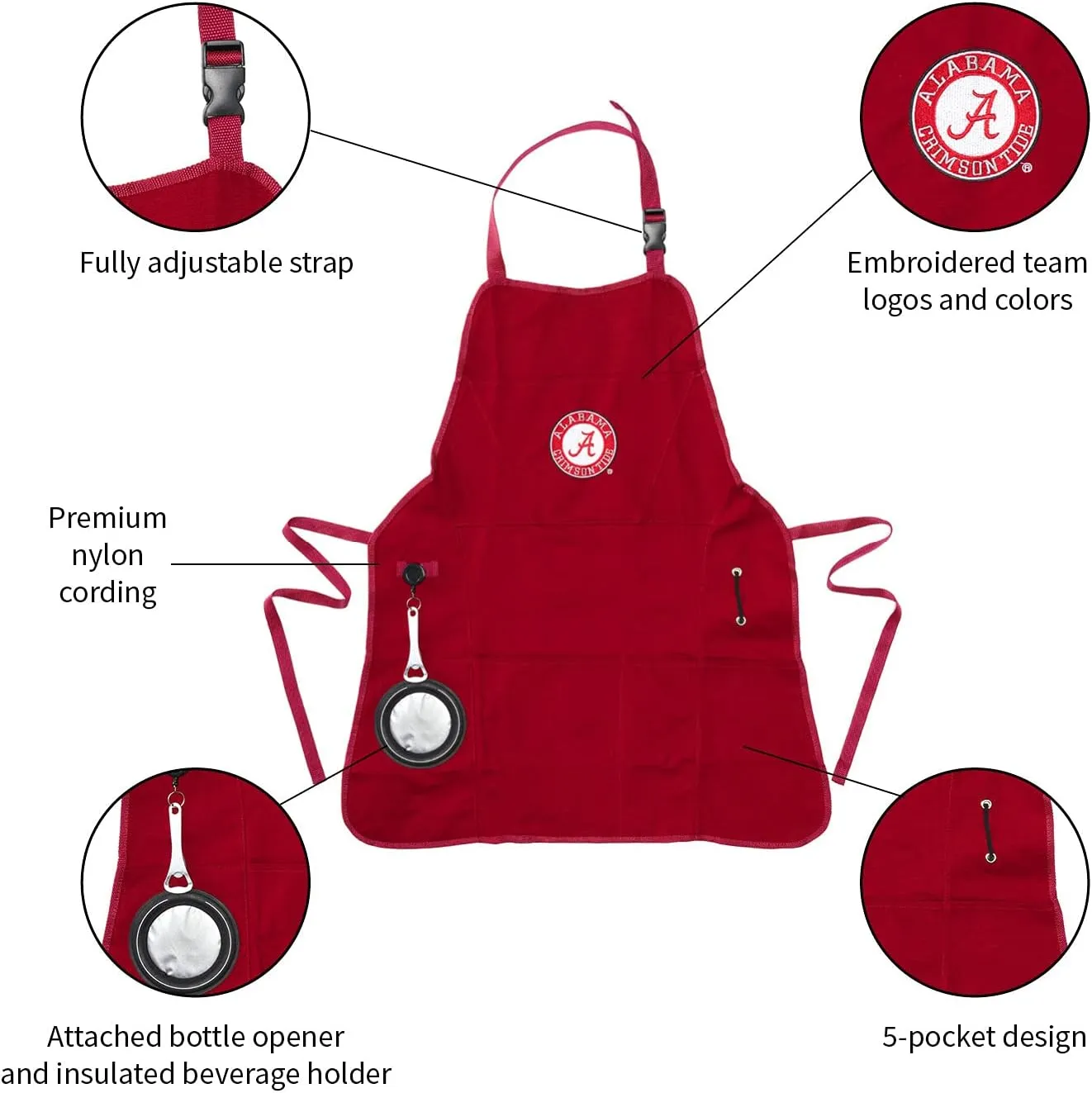 Team Sports America University of Michigan Grilling Apron | Bottle Opener and Insulated Beverage Holder | Adjustable Straps