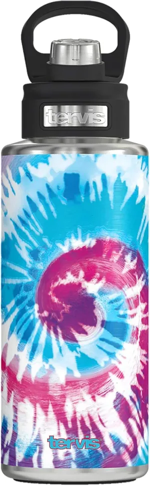 Tervis Snow Cone Tie Dye Triple Walled Insulated Tumbler Travel Cup Keeps Drinks Cold, 32oz Wide Mouth Bottle, Stainless Steel