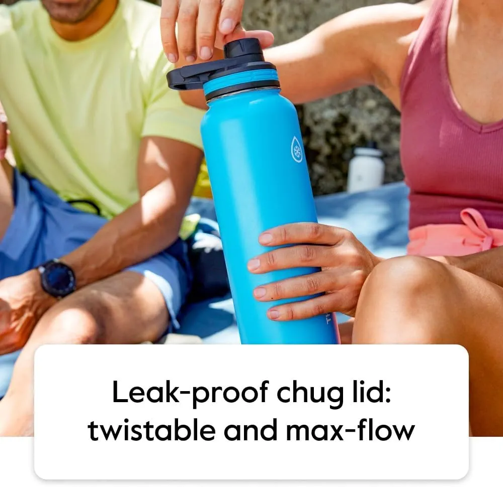 ThermoFlask Bottle with Spout Lid - Stainless Steel Water Bottles with Double-Wall Insulation & BPA-Free Spout Lids - Leak-Proof Reusable Bottles & Lids - 40 oz, Gray Pine (2 Pack)