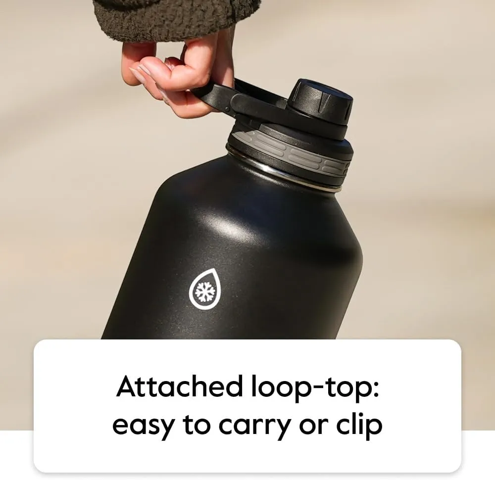 ThermoFlask Bottle with Spout Lid - Stainless Steel Water Bottles with Double-Wall Insulation & BPA-Free Spout Lids - Leak-Proof Reusable Bottles & Lids - 40 oz, Gray Pine (2 Pack)