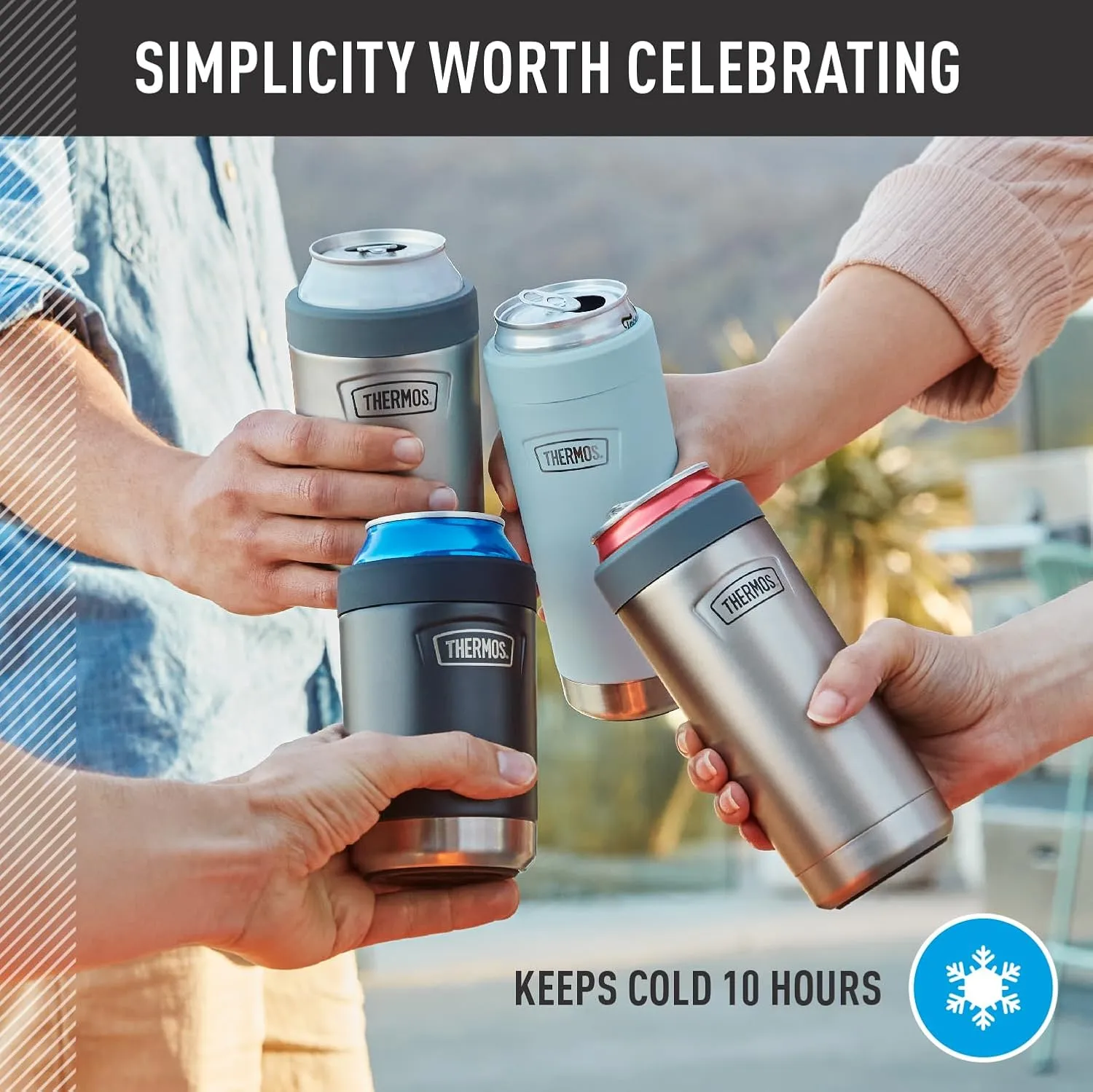 THERMOS ICON SERIES, Beverage Can Insulator - 12 Ounce, Granite - Vacuum Insulated Stainless Steel