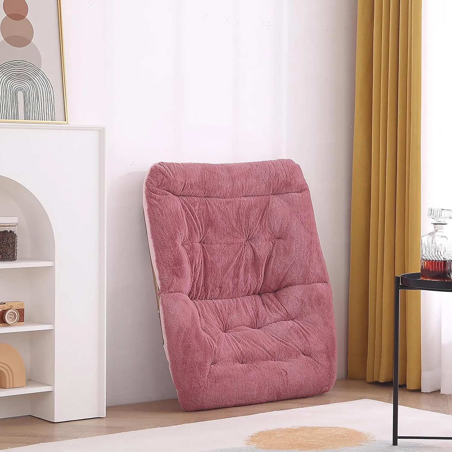 Tiita Comfy Saucer Chair, Soft Faux Fur Oversized Folding Accent Chair, Lounge Lazy Chair for Teens Adults, Metal Frame Moon Chair for Bedroom, Living Room, Dorm Rooms