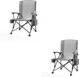 TIMBER RIDGE Oversized Folding Camping Chair High Back Heavy Duty for Adults Support up to 500lbs with Cup Holder, Side Pocket Cooler Bag 2 Pack