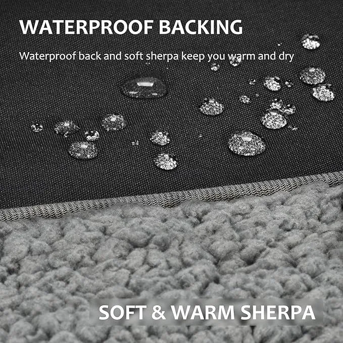 Tirrinia Outdoors Waterproof Throw Blanket, 51”x 59” Sherpa Fleece Stadium Windproof Mat for Boat, Traveling, Camping, Hiking, Football - Machine Washable