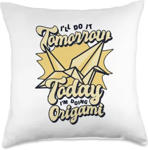 Today Paper Crane Folding Owl Origami Throw Pillow, 18x18, Multicolor