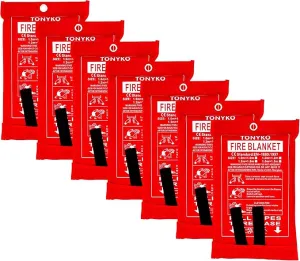 TONYKO Emergency Fire Blankets, Flame Retardant Protection and Heat Insulation Designed for Kitchen,Fireplace,Grill,Car,Camping(White(7PACK))