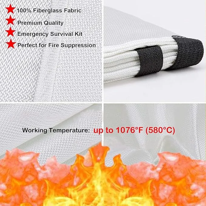 TONYKO Emergency Fire Blankets, Flame Retardant Protection and Heat Insulation Designed for Kitchen,Fireplace,Grill,Car,Camping(White(7PACK))